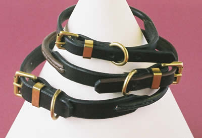 rolled and flat leather collars